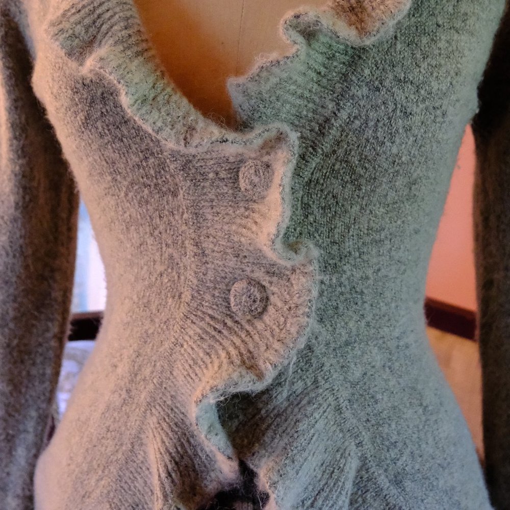 Heather Grey Soft Ruffled Sweater